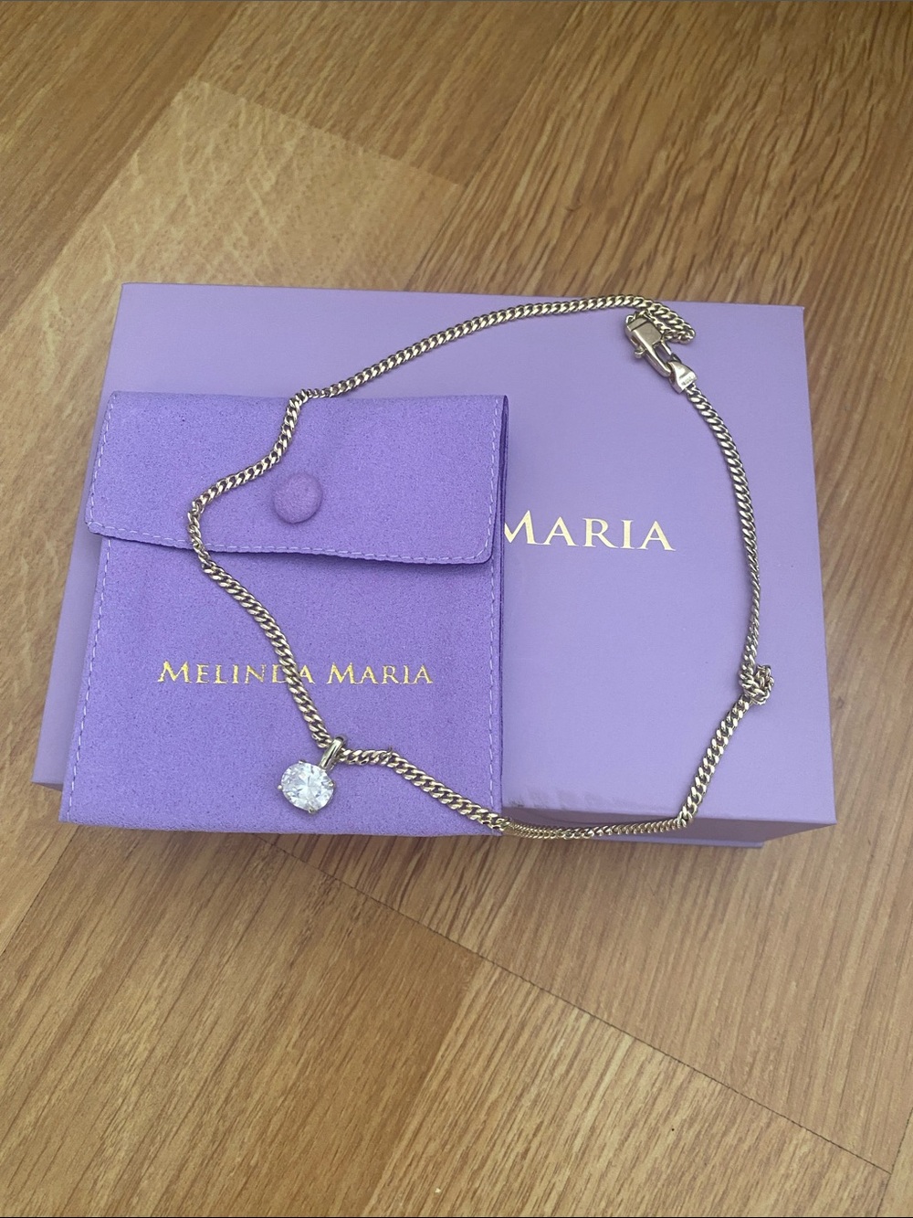 Melinda Maria 18k gold plated Chain Necklace with crystal pendant